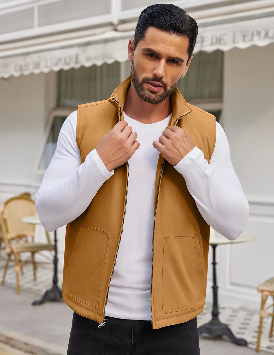 COOFANDY Men's Casual Outerwear Vest Lightweight Zip Up Sleeveless Jacket Outdoor Work Hiking Travel Golf Vest with Pockets