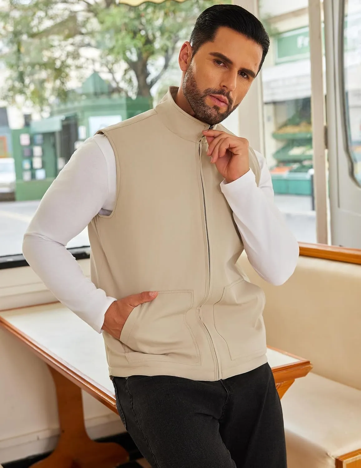 COOFANDY Men's Casual Outerwear Vest Lightweight Zip Up Sleeveless Jacket Outdoor Work Hiking Travel Golf Vest with Pockets