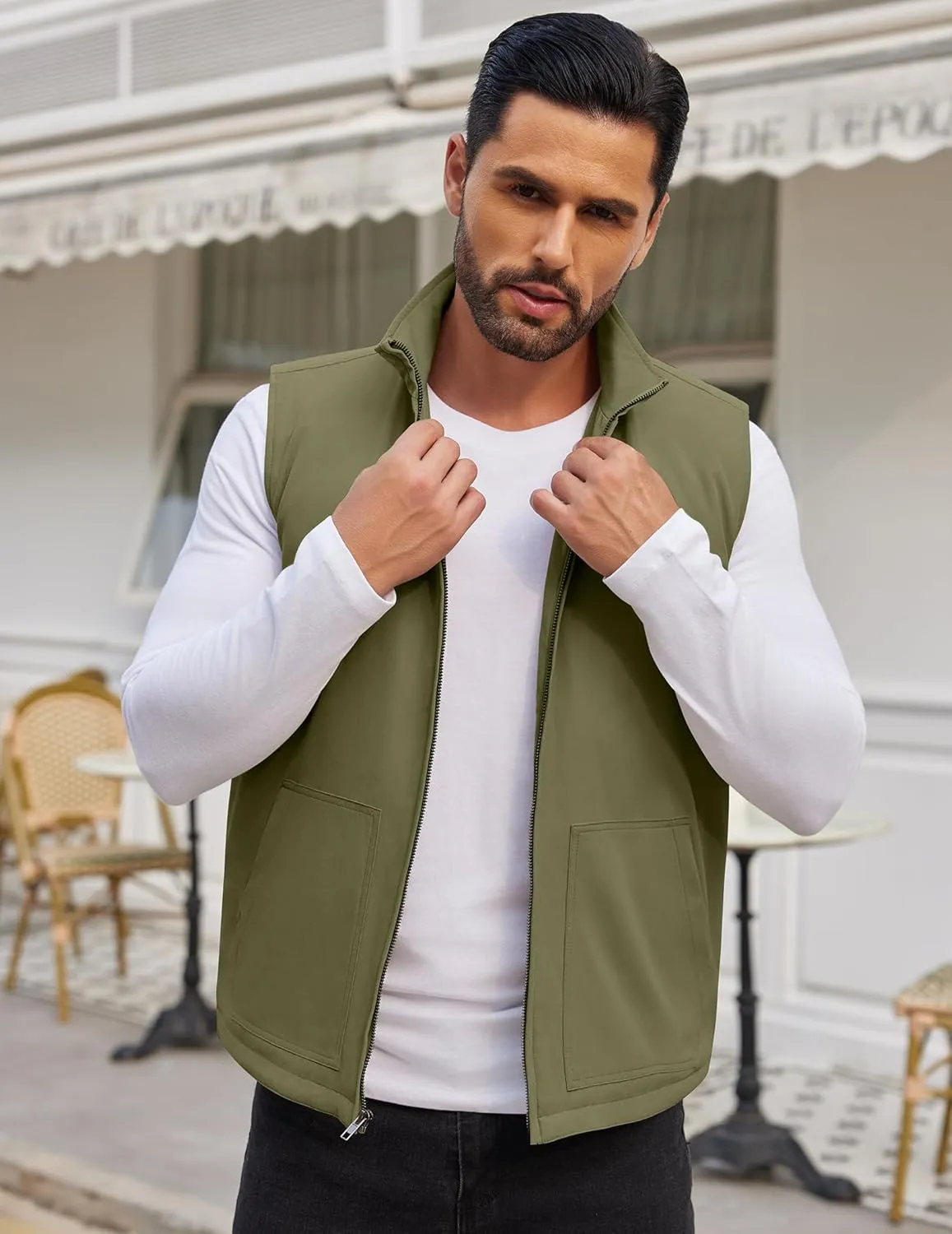 COOFANDY Men's Casual Outerwear Vest Lightweight Zip Up Sleeveless Jacket Outdoor Work Hiking Travel Golf Vest with Pockets