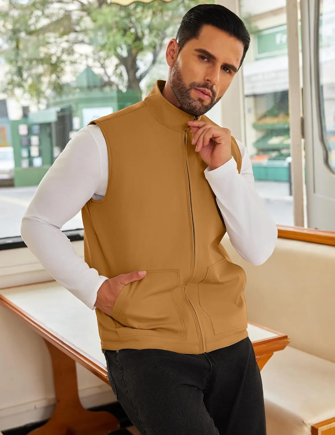 COOFANDY Men's Casual Outerwear Vest Lightweight Zip Up Sleeveless Jacket Outdoor Work Hiking Travel Golf Vest with Pockets