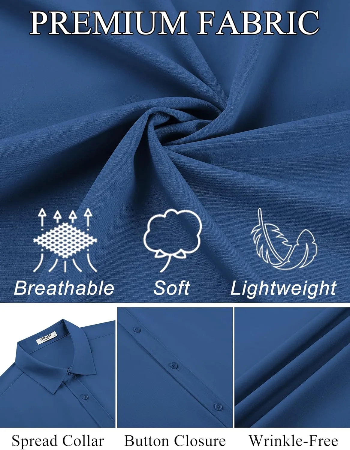 COOFANDY Mens Dress Shirts Button Down Short Sleeve Shirt Summer Shirts Business Casual Wedding Shirt