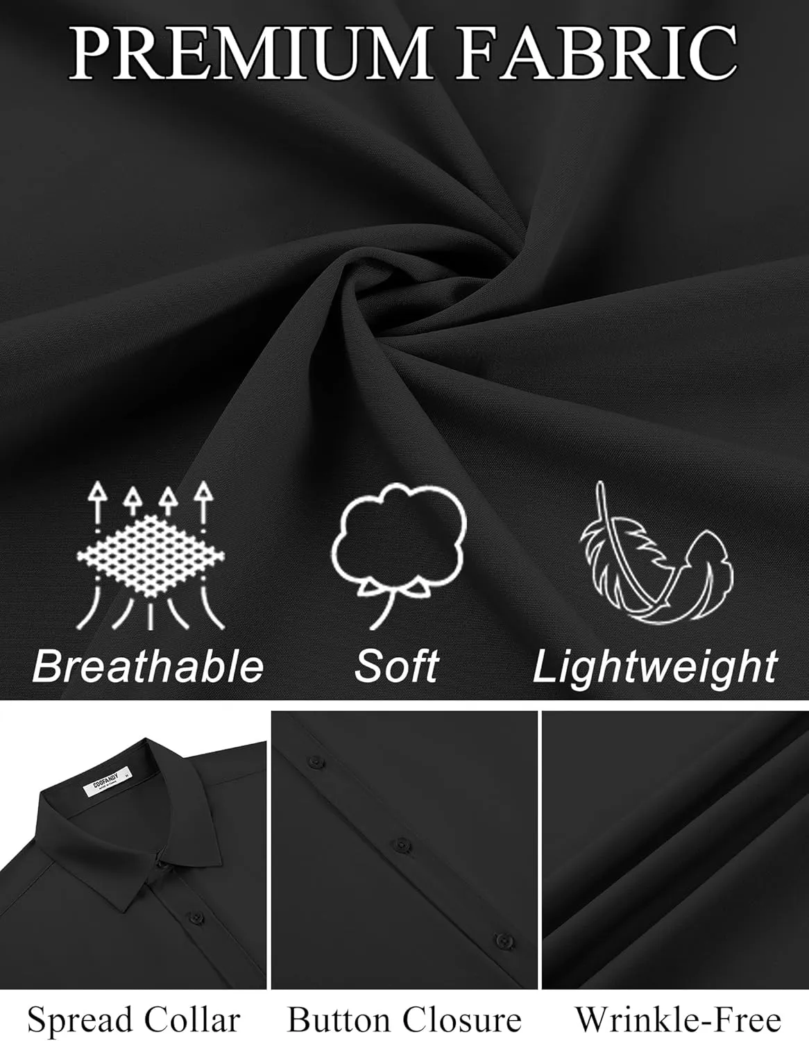 COOFANDY Mens Dress Shirts Button Down Short Sleeve Shirt Summer Shirts Business Casual Wedding Shirt
