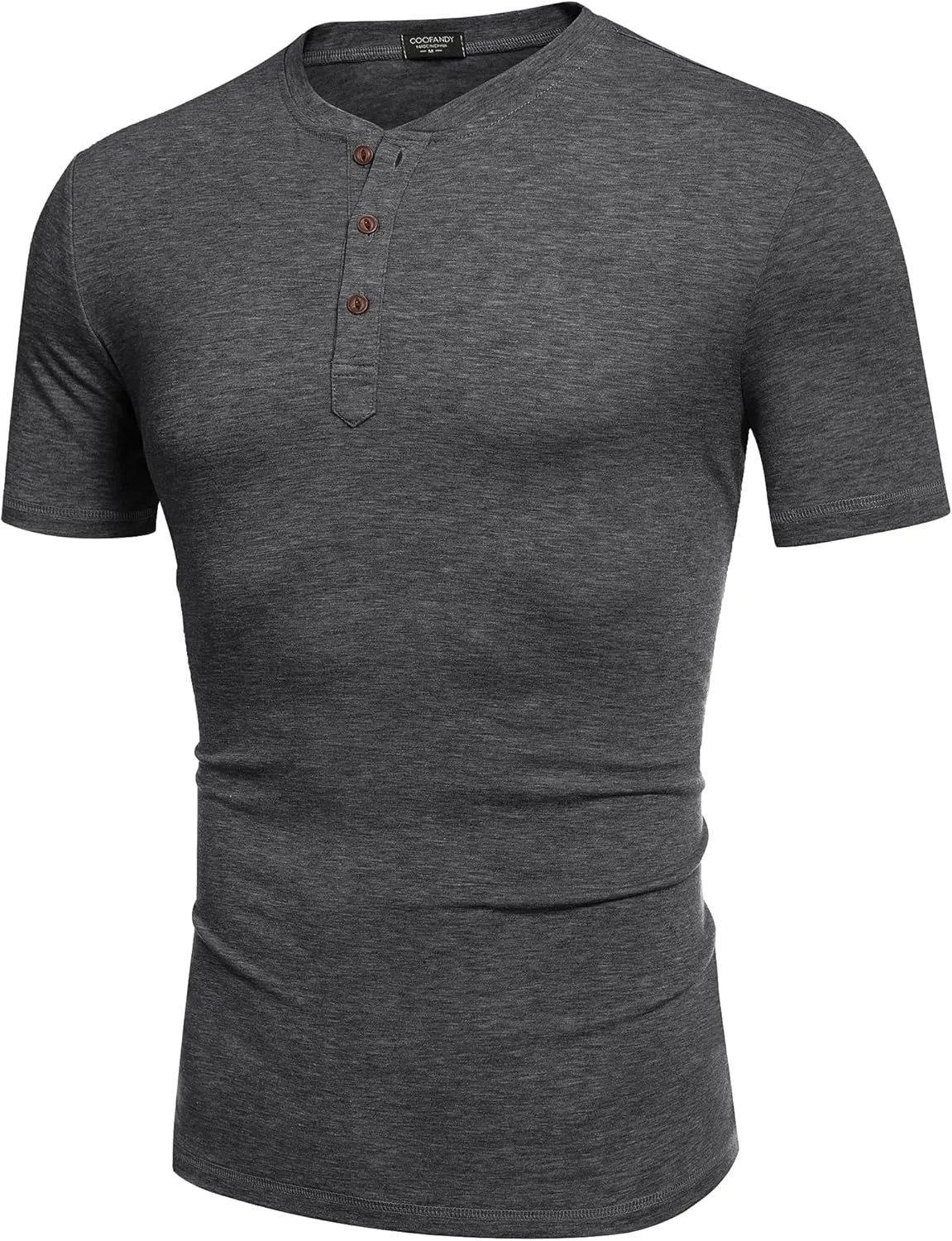 COOFANDY Men's Henley Shirts Short Sleeve Casual Basic Tee Summer Button Henley Soild T Shirts