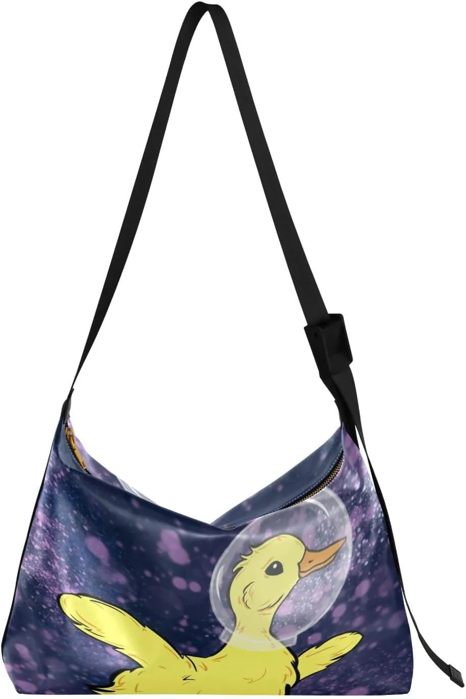 Cool Yellow Duck Hobo Crossbody Bags for Women Leather Large Shoulder Bag Cross Body Astronaut Trendy Womens Tote Bags Handbag for Travel Shopping
