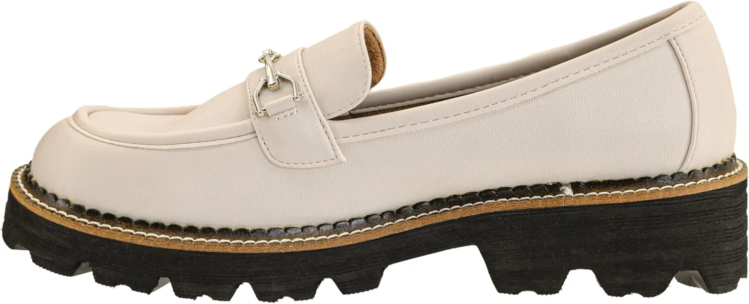 Corkys Footwear Hey Girl Womens Brownie Points Loafers - Featuring a 1.75-Inch Heel with a Lug Sole, Cushioned Insoles for All-Day Wear, A Chic Chain on The Upper