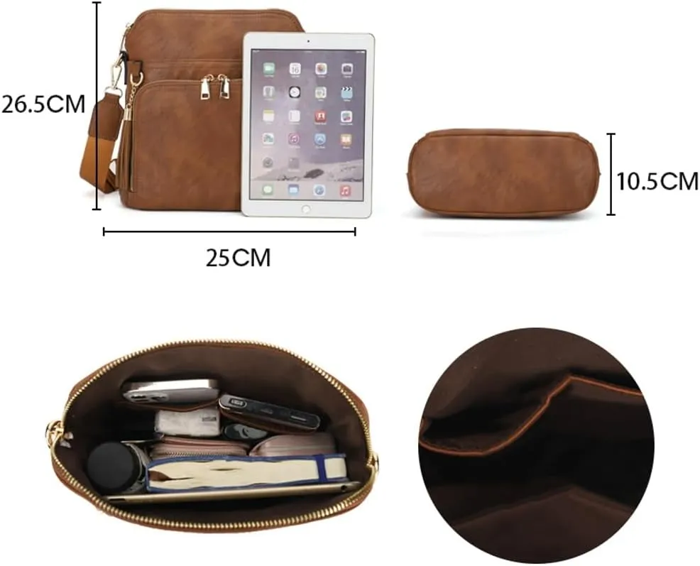 Crossbody Bags for Women Trendy PU Leather Shoulder Handbags With Wide Shoulder Strap