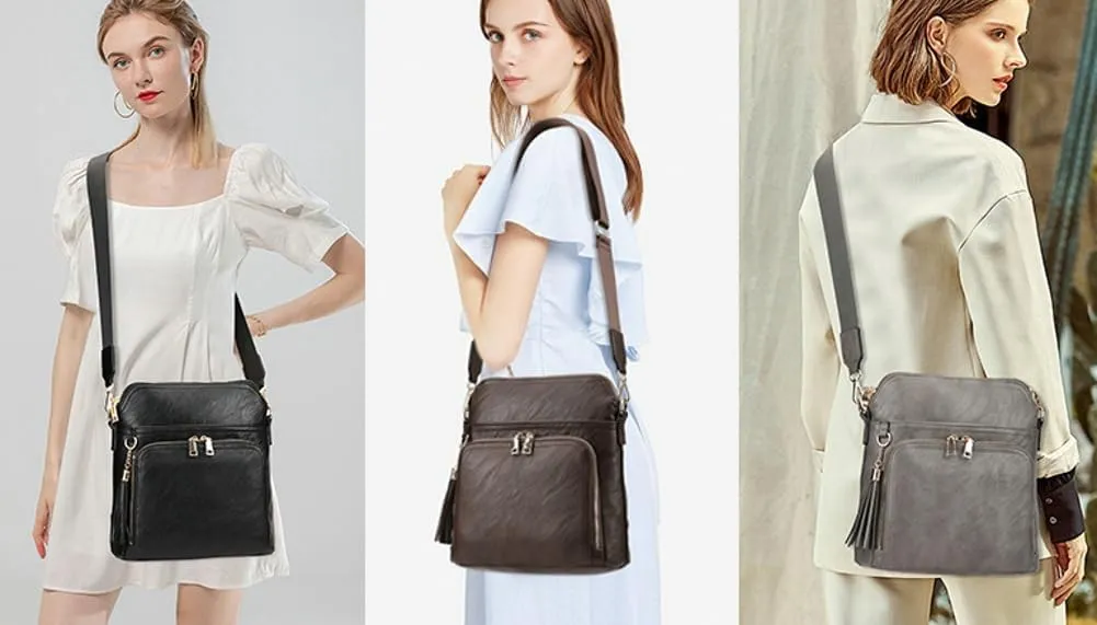 Crossbody Bags for Women Trendy PU Leather Shoulder Handbags With Wide Shoulder Strap