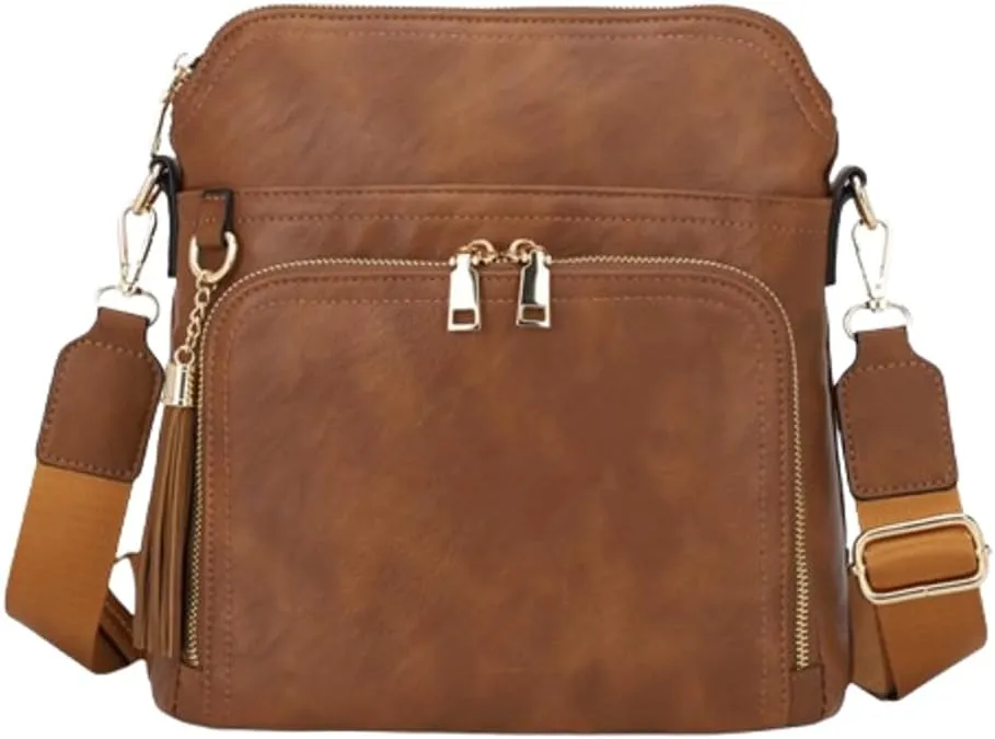 Crossbody Bags for Women Trendy PU Leather Shoulder Handbags With Wide Shoulder Strap