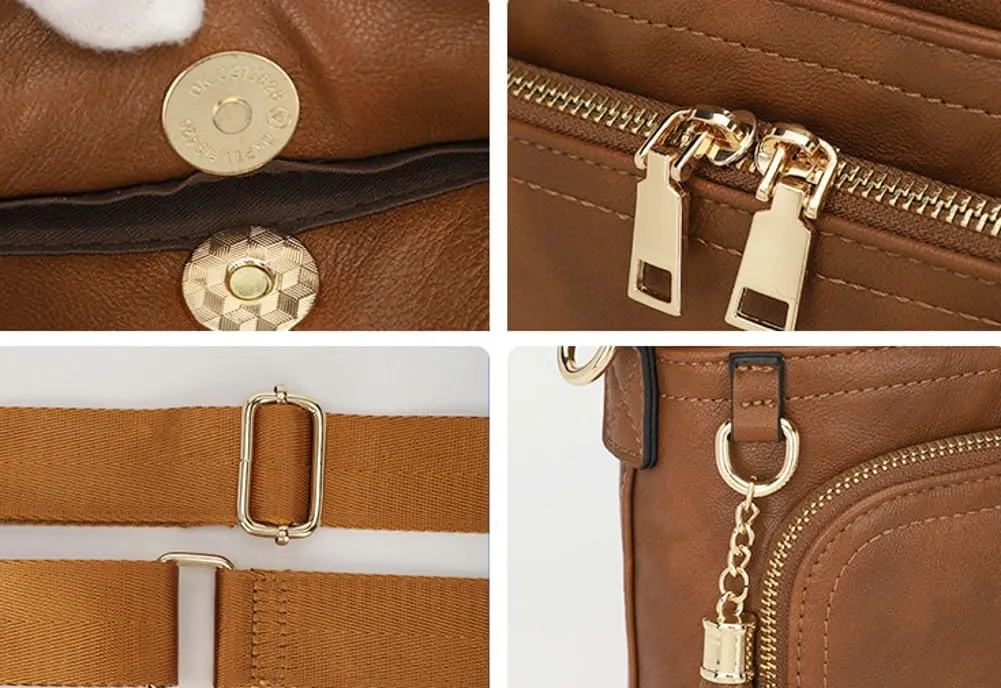 Crossbody Bags for Women Trendy PU Leather Shoulder Handbags With Wide Shoulder Strap