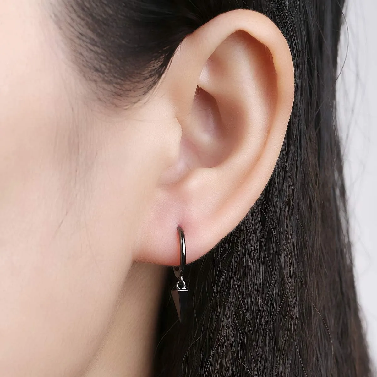 Dainty Hoop Dangle Earrings for Women, Small Hoop Earring with Charm - Moon Star, Spike, Evil Eye, Sterling Silver Huggie Drop Earrings for Her