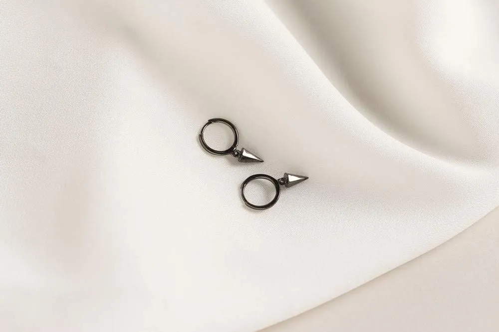 Dainty Hoop Dangle Earrings for Women, Small Hoop Earring with Charm - Moon Star, Spike, Evil Eye, Sterling Silver Huggie Drop Earrings for Her