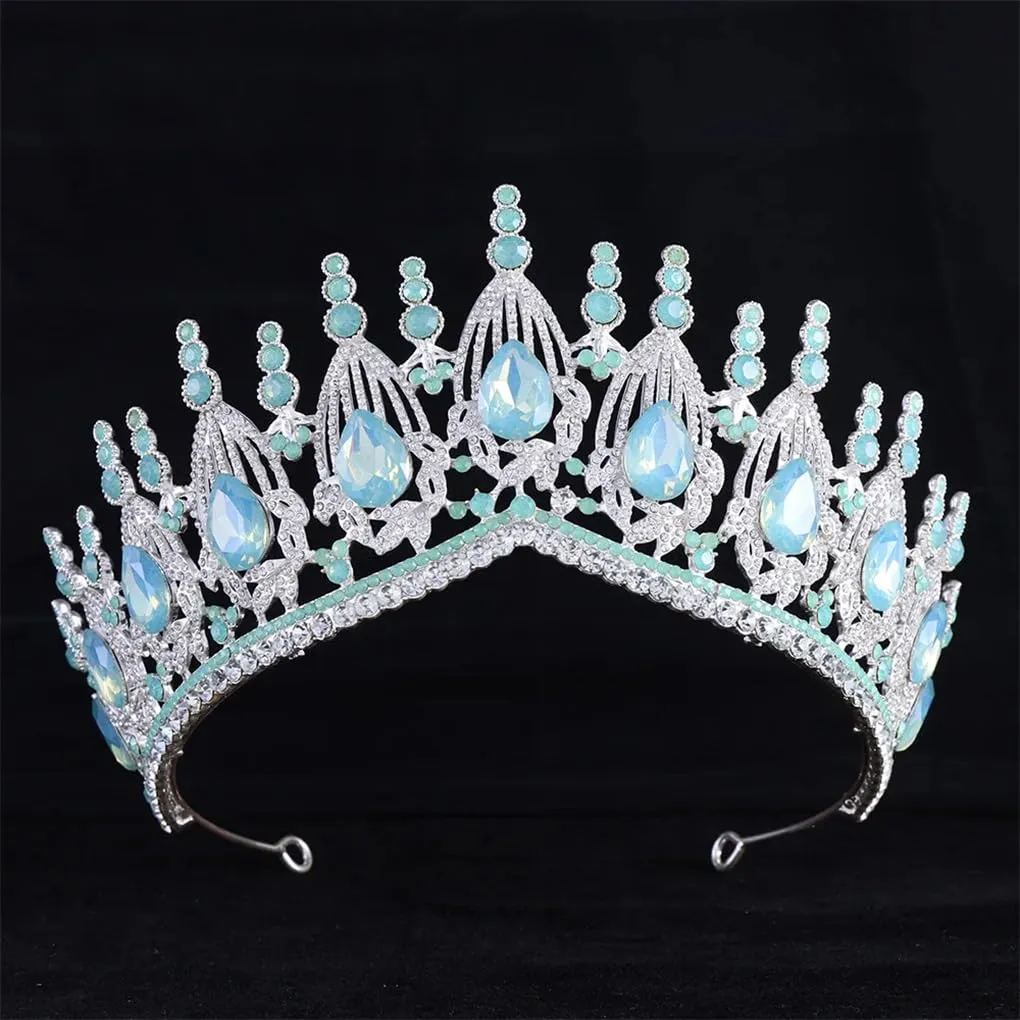 DBFBDTU Bridal Tiaras Crown Rhinestones Pageant Diadem Headpieces Wedding Hair Accessories H249 Gold Purple