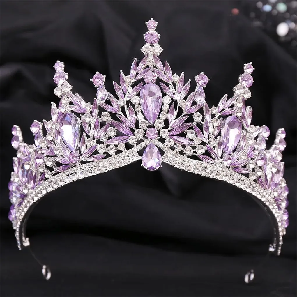 DBFBDTU Crown Headwear For Women Party Pageant Birthday Wedding Hair Jewelry Costume Accessories H229 Gold Red