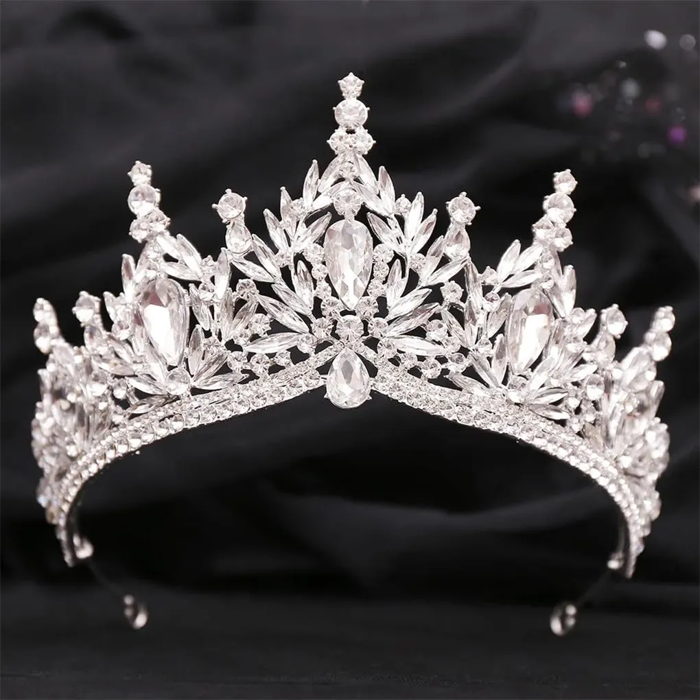 DBFBDTU Crown Headwear For Women Party Pageant Birthday Wedding Hair Jewelry Costume Accessories H229 Gold Red
