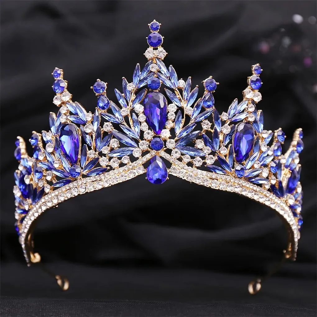DBFBDTU Crown Headwear For Women Party Pageant Birthday Wedding Hair Jewelry Costume Accessories H229 Gold Red