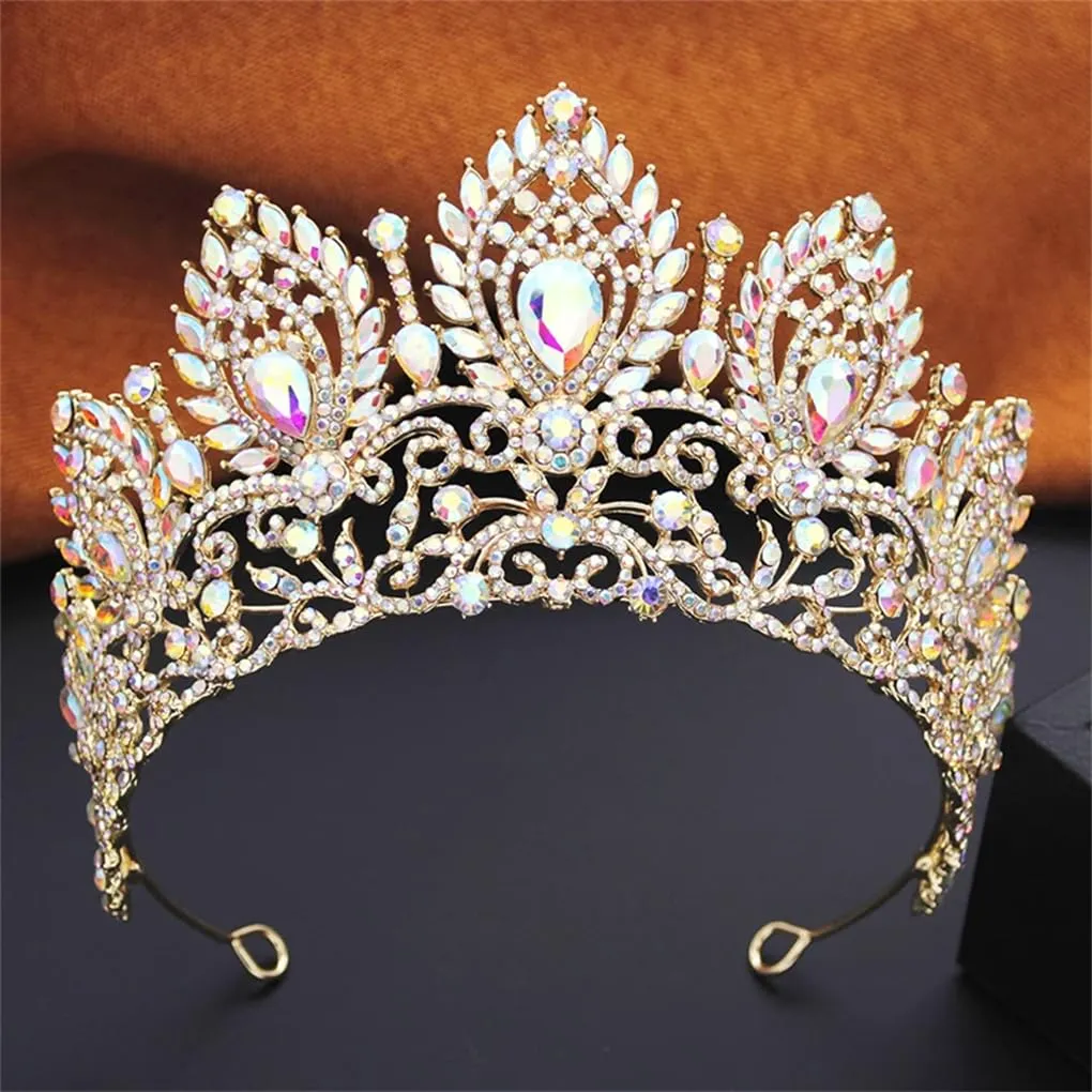 DBFBDTU Crowns For Women Bride Tiara Bridal Wedding Party Crown Hair Dress Jewelry Accessori AB Colors