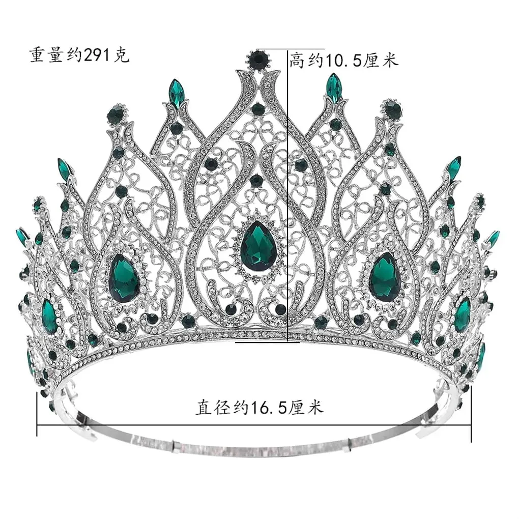 DBFBDTU Miss Universe Bridal Crowns Large Round Tiaras Wedding Party Hair Accessories Silver Yellow