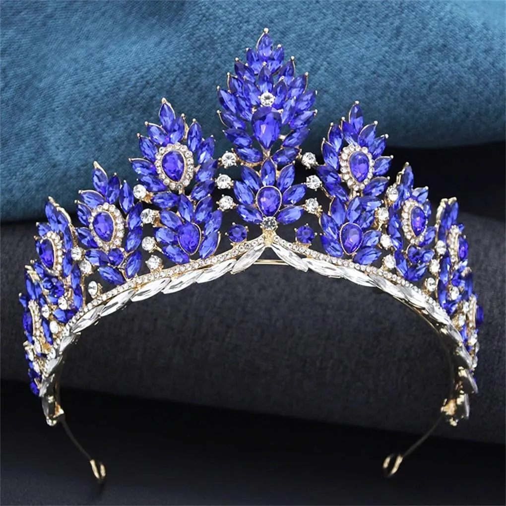 DBFBDTU Party Pageant Accessories Tiaras And Crowns Rhinestone Diadem For Bridal Princess Wedding Crown Hair Jewelry Gold White