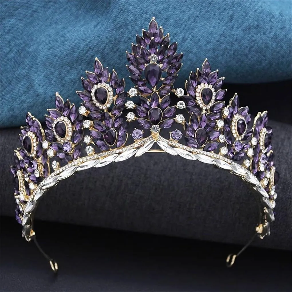 DBFBDTU Party Pageant Accessories Tiaras And Crowns Rhinestone Diadem For Bridal Princess Wedding Crown Hair Jewelry Gold White