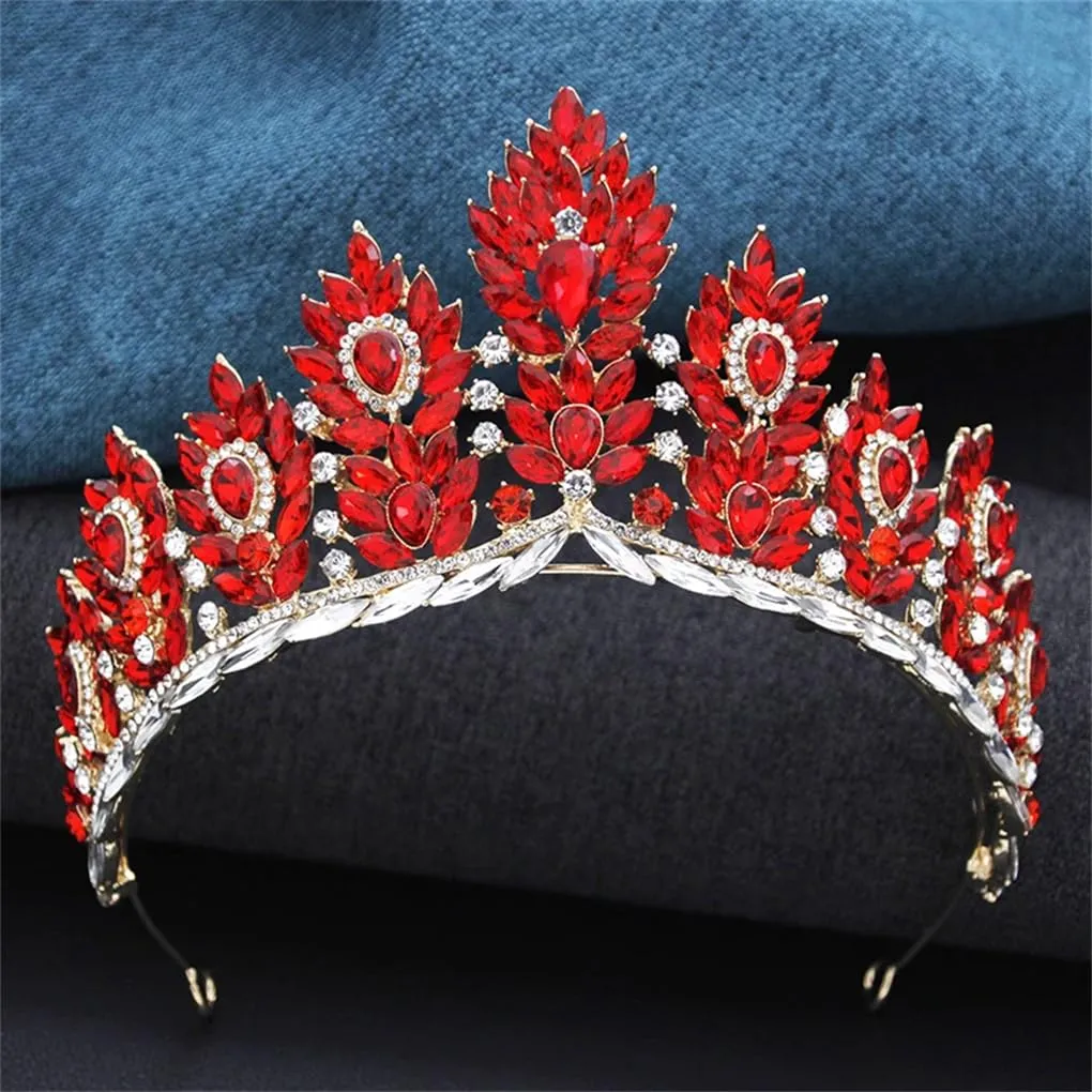 DBFBDTU Party Pageant Accessories Tiaras And Crowns Rhinestone Diadem For Bridal Princess Wedding Crown Hair Jewelry Gold White
