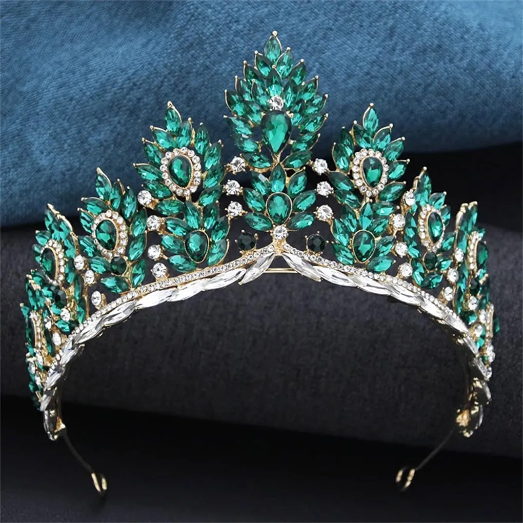 DBFBDTU Party Pageant Accessories Tiaras And Crowns Rhinestone Diadem For Bridal Princess Wedding Crown Hair Jewelry Gold White