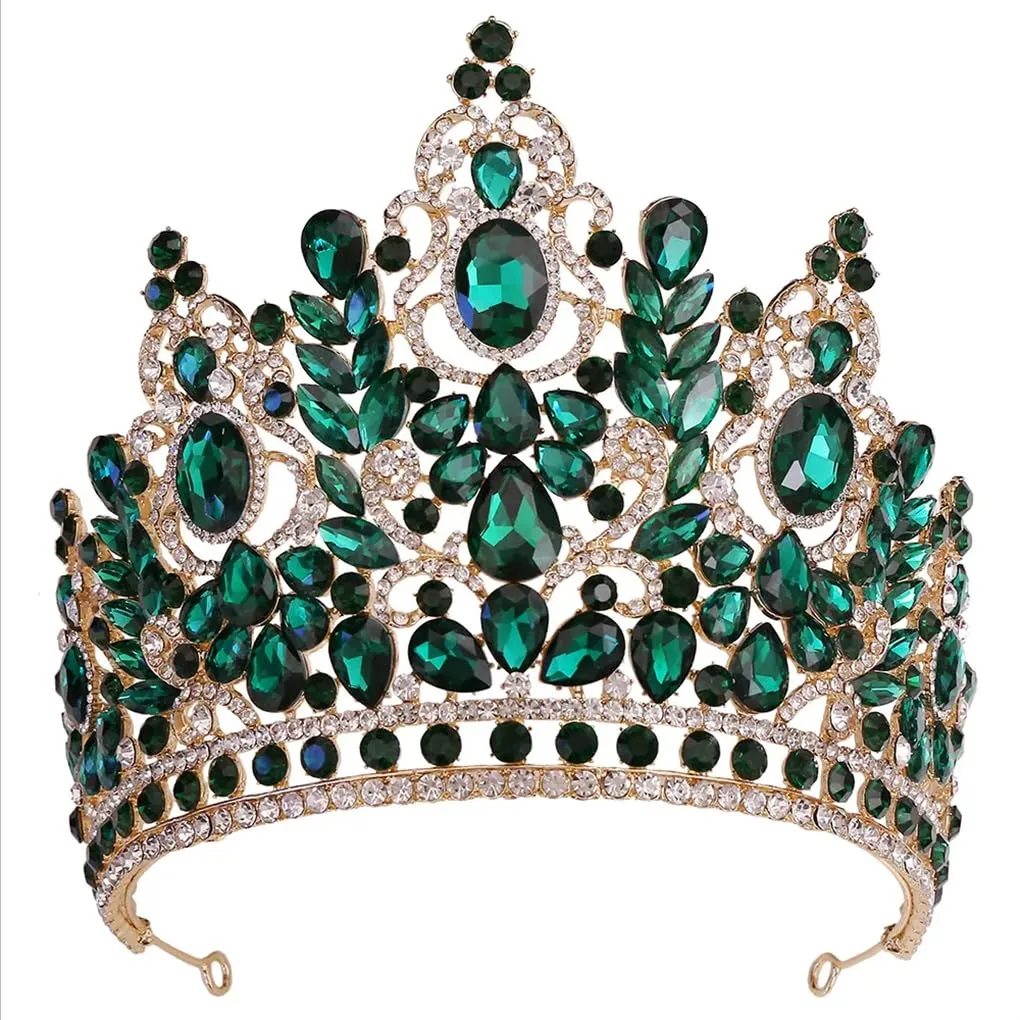 DBFBDTU Rhinestones Crown Wedding Tiara Bridal Hair Accessories Crown Party Wedding Headwear Gold EN8