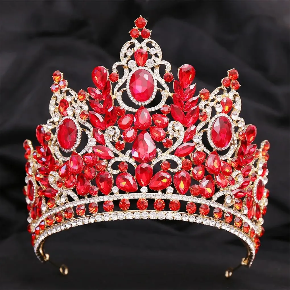 DBFBDTU Rhinestones Crown Wedding Tiara Bridal Hair Accessories Crown Party Wedding Headwear Gold EN8