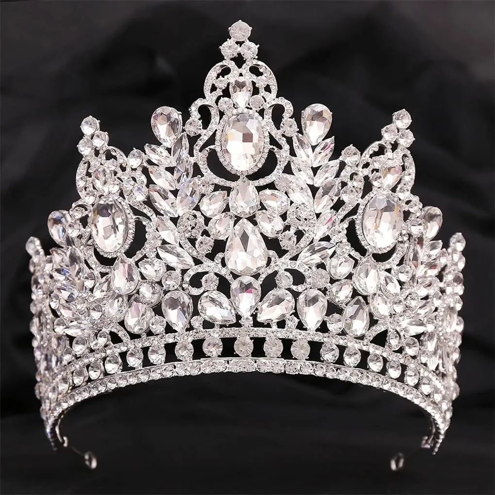 DBFBDTU Rhinestones Crown Wedding Tiara Bridal Hair Accessories Crown Party Wedding Headwear Gold EN8
