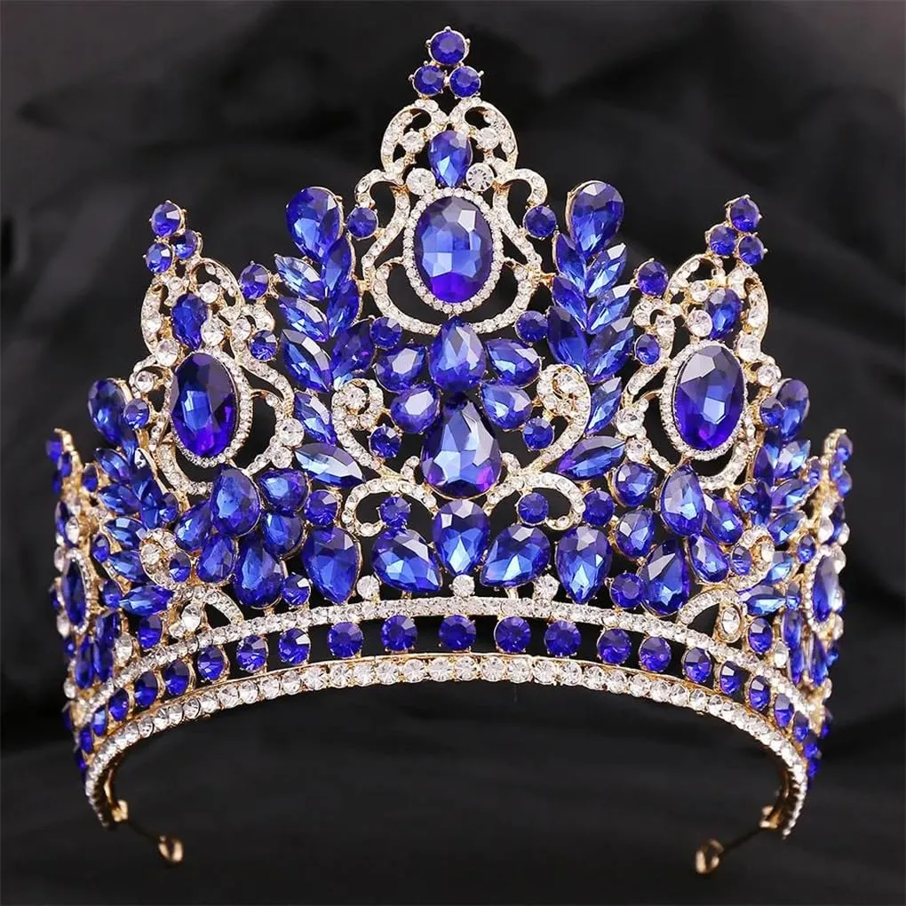 DBFBDTU Rhinestones Crown Wedding Tiara Bridal Hair Accessories Crown Party Wedding Headwear Gold EN8