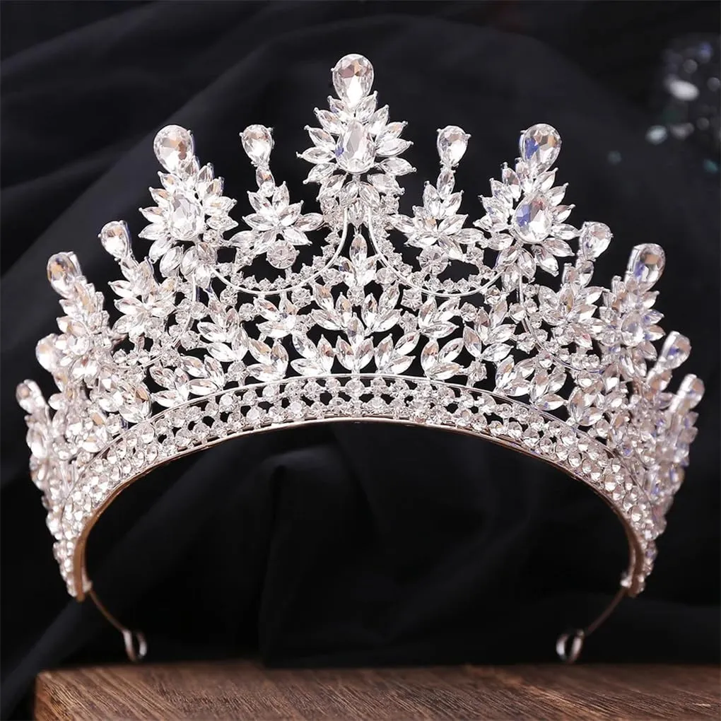 DBFBDTU Tiaras Crown For Bridal Women Wedding Diadem Party Hair Dress Jewelry Prom Diadem Tiaras Hair Accessories H219 Silver White