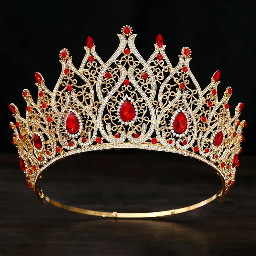 DBFBDTU Vintage Bridal Crown Big Tiaras For Party Birthday Wedding Dress Hair Jewelry Headwear Gold AB
