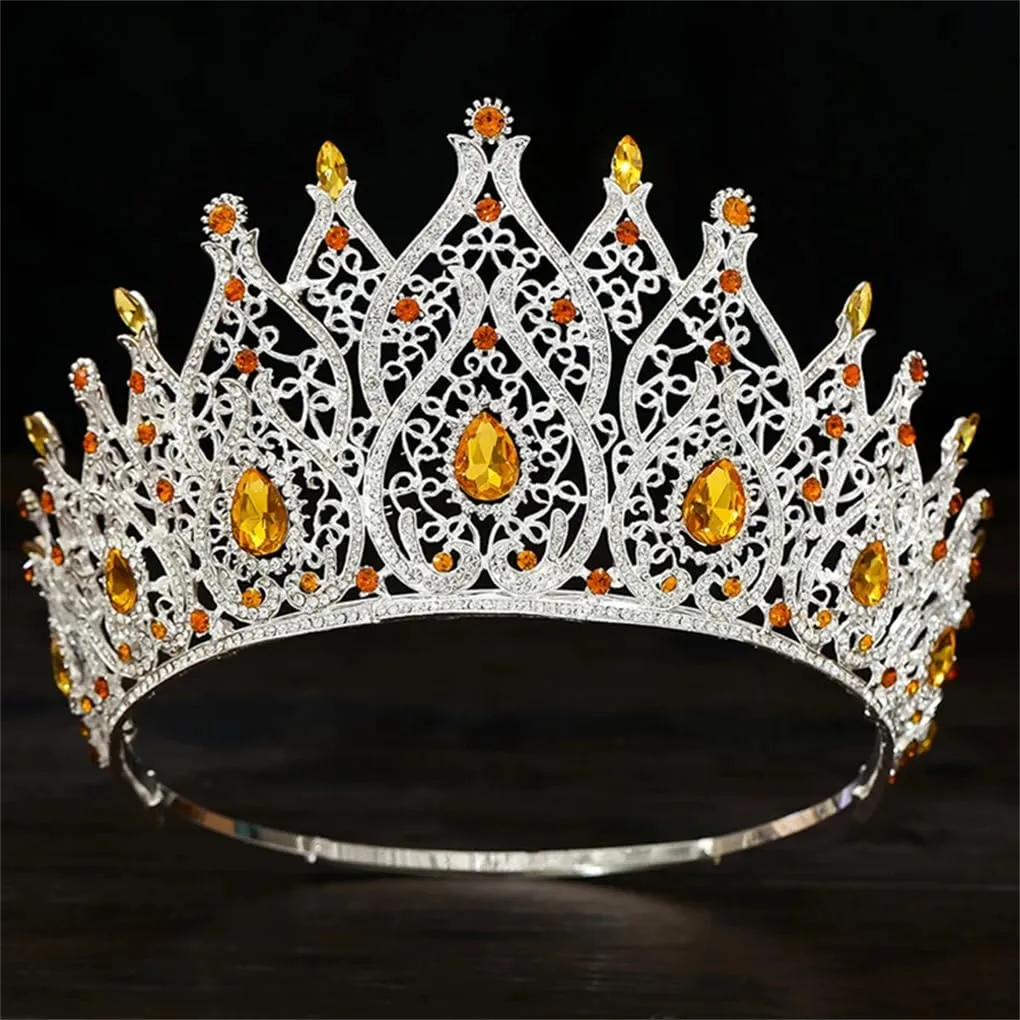 DBFBDTU Vintage Bridal Crown Big Tiaras For Party Birthday Wedding Dress Hair Jewelry Headwear Gold AB