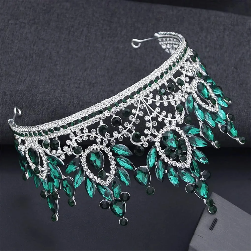DBFBDTU Wedding Crown For Women Banquet Tiara Headpiece Bridal Party Hair Jewelry Accessories Gold Red