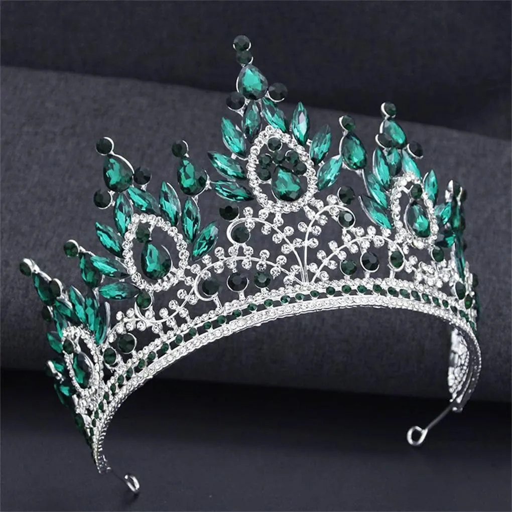 DBFBDTU Wedding Crown For Women Banquet Tiara Headpiece Bridal Party Hair Jewelry Accessories Gold Red