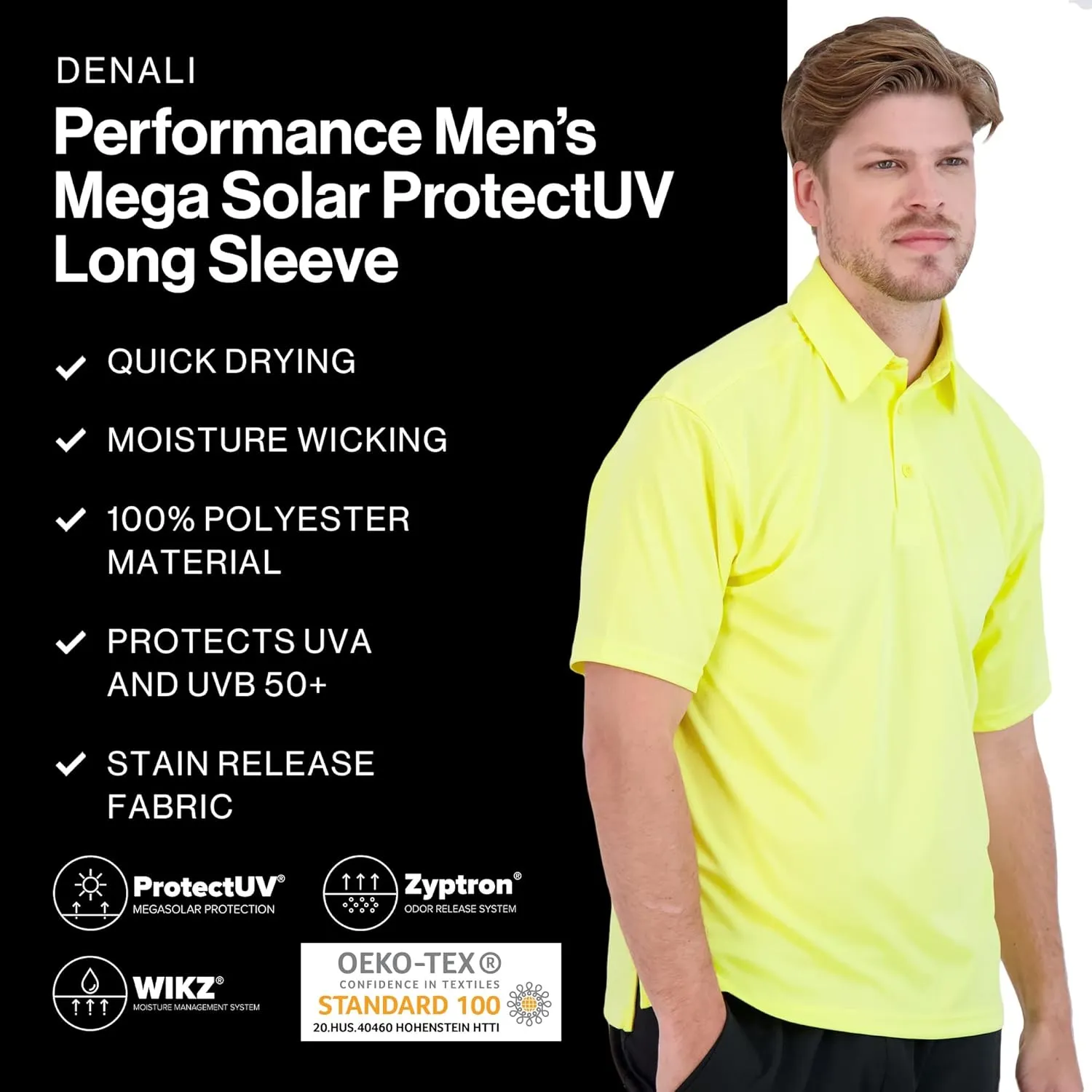 Denali Men's Golf Polo UPF 50  Short Sleeve Shirt, Quick Dry Activewear, Lightweight UV Protection