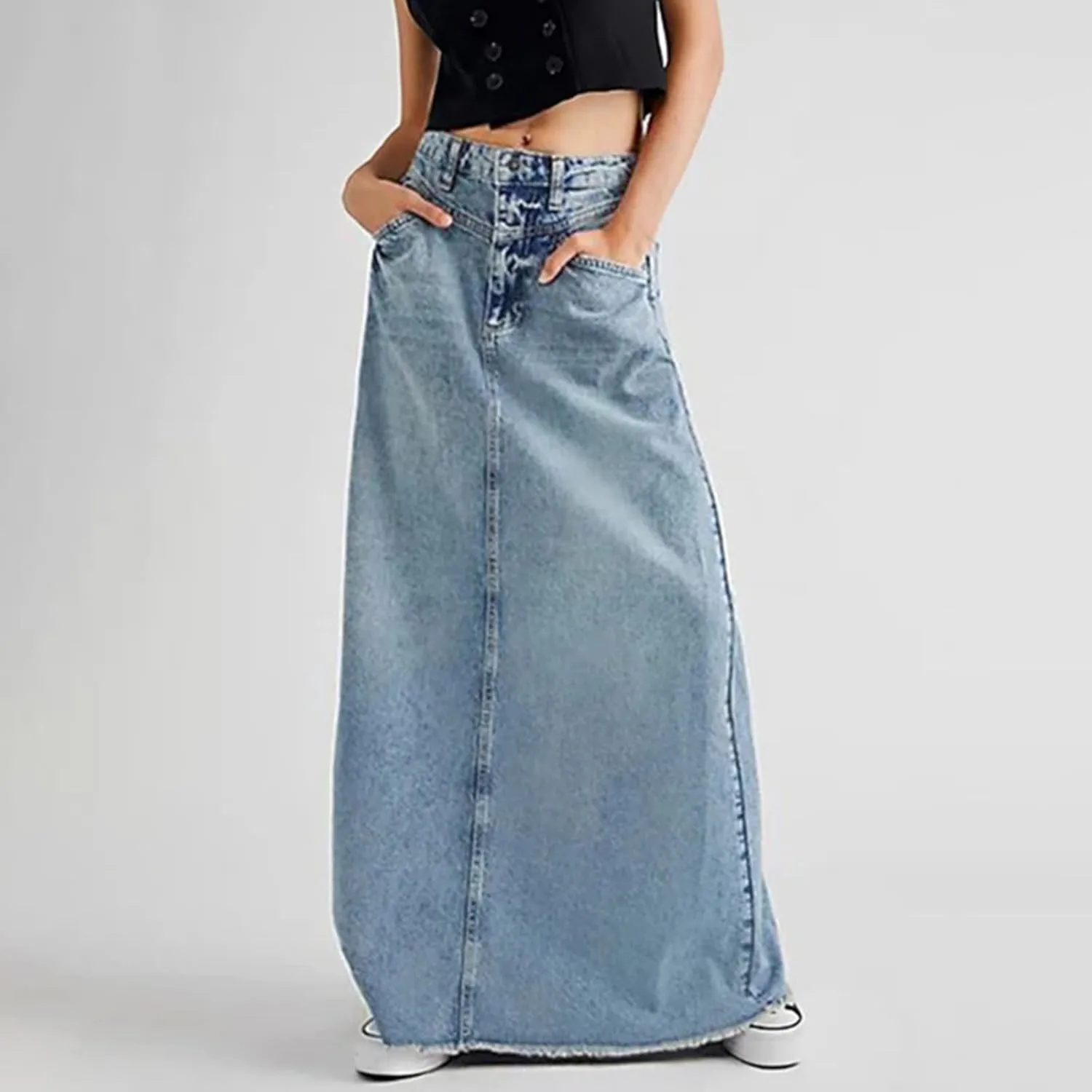Denim Skirts Women Skirt Comfortable and Soft Jean Skirts A Line High Waisted Slimming Mid Length Midi Skirts for