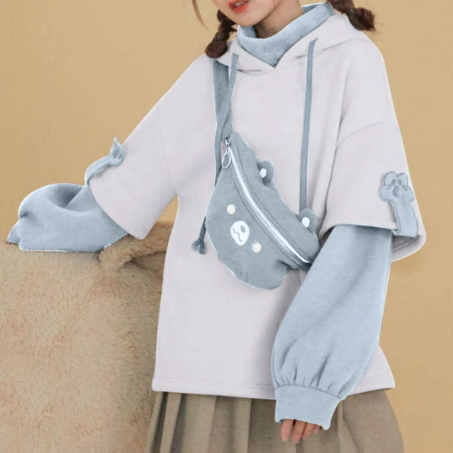 Dino Hoodies for Women Teen Girls Cute Kawaii Dinosaur Pullover Tops Long Sleeve Hooded Sweatshirt