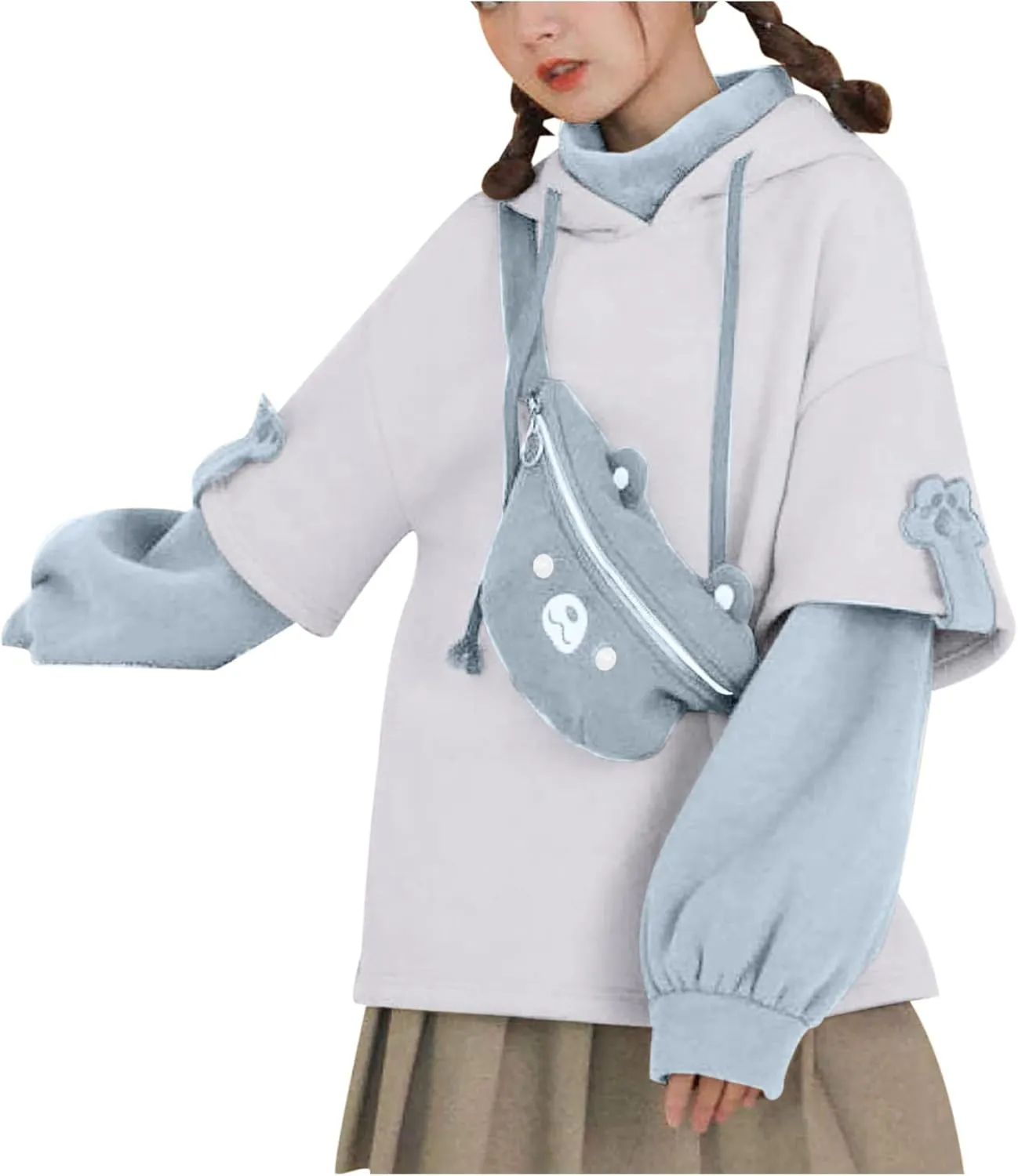 Dino Hoodies for Women Teen Girls Cute Kawaii Dinosaur Pullover Tops Long Sleeve Hooded Sweatshirt