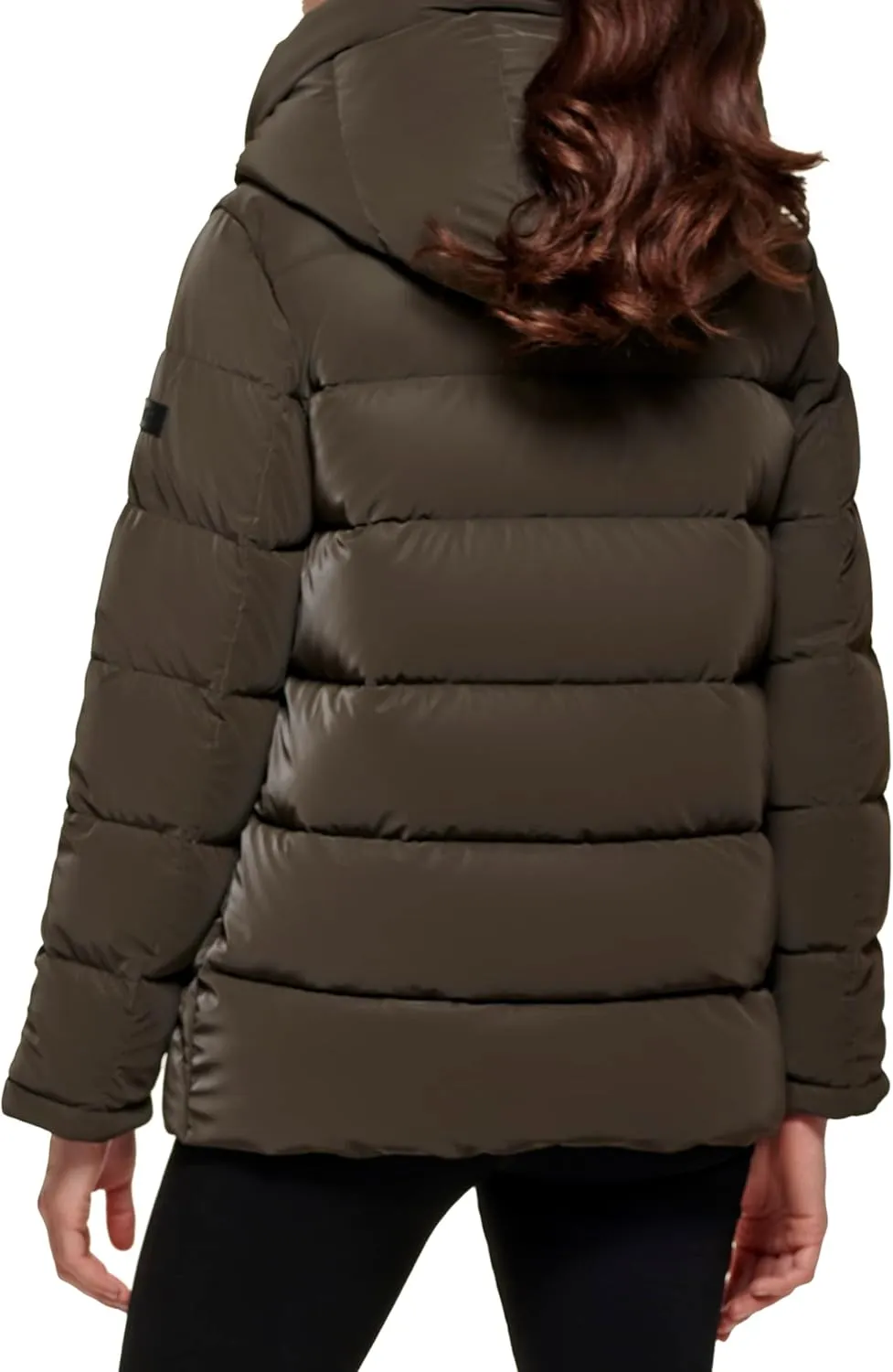 DKNY Women's Faux Fur Trim Hood Down Puffer Coat