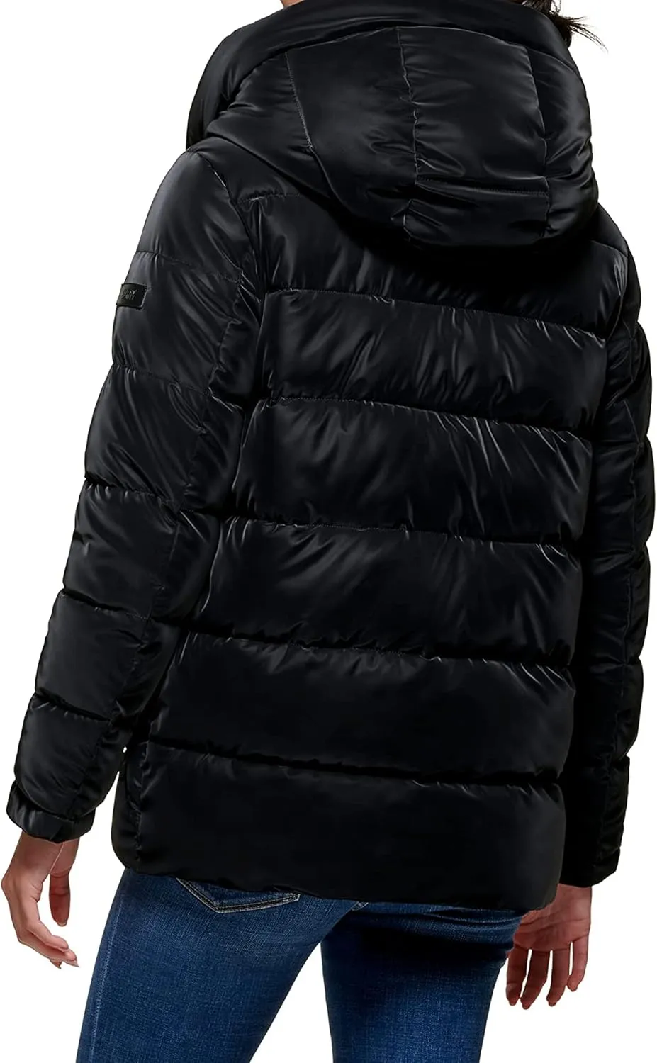 DKNY Women's Faux Fur Trim Hood Down Puffer Coat