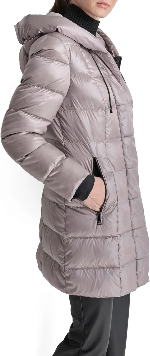 DKNY Women's Hooded Down-Filled Long