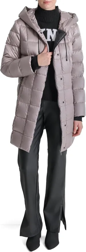 DKNY Women's Hooded Down-Filled Long