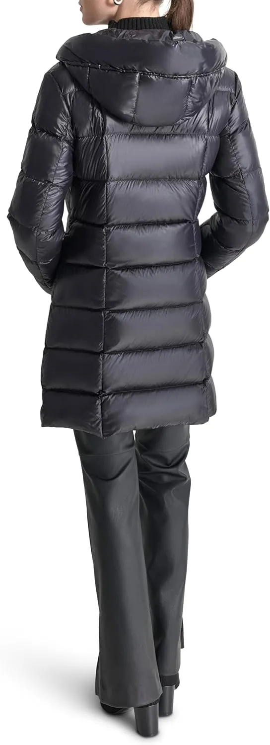 DKNY Women's Hooded Down-Filled Long