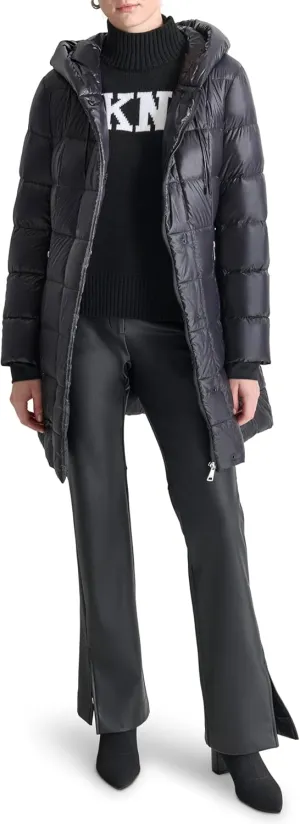 DKNY Women's Hooded Down-Filled Long