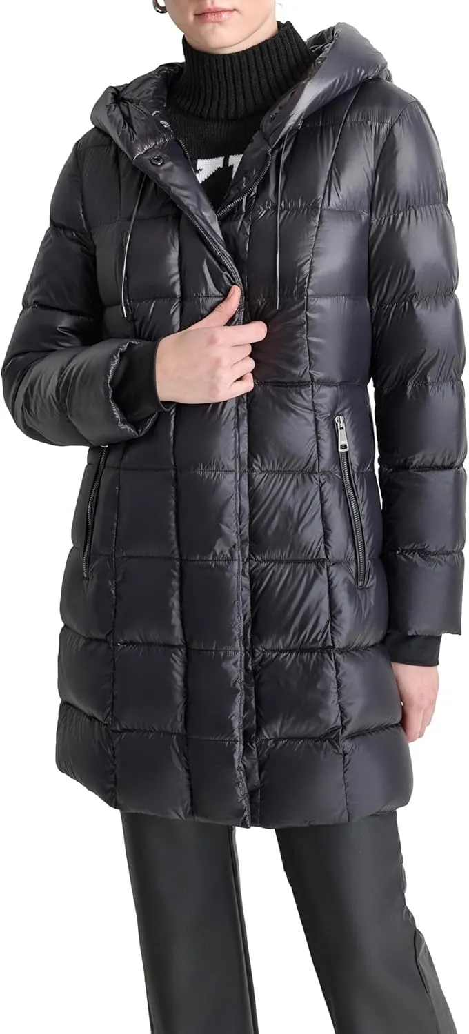 DKNY Women's Hooded Down-Filled Long