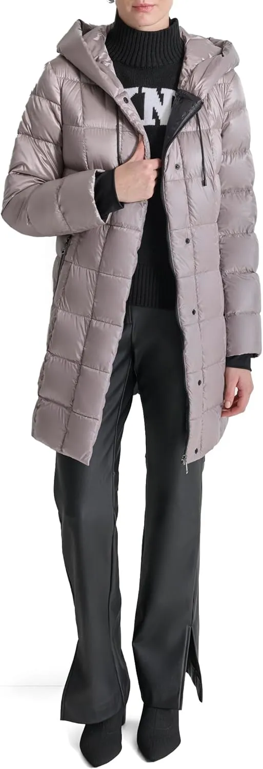 DKNY Women's Hooded Down-Filled Long