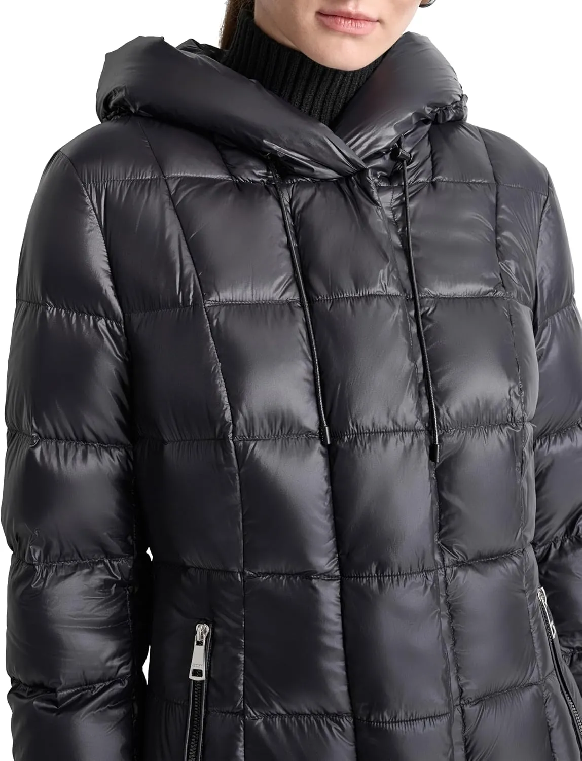 DKNY Women's Hooded Down-Filled Long