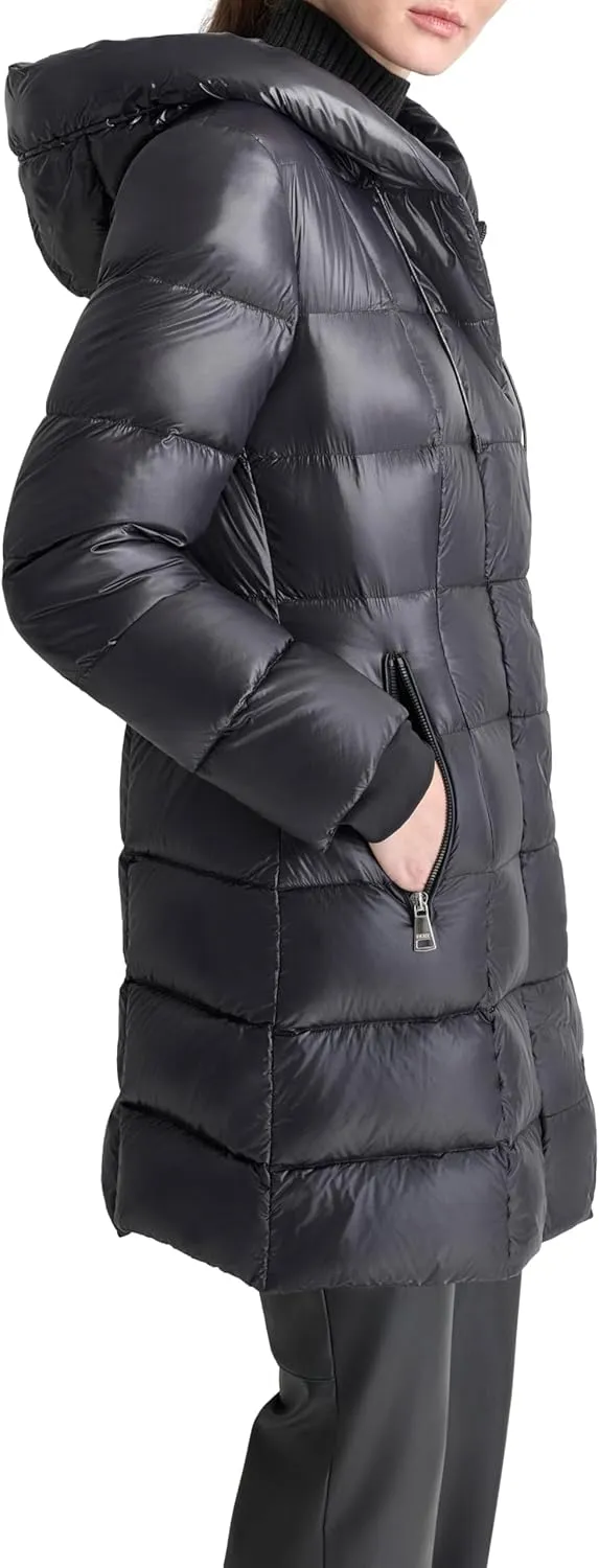 DKNY Women's Hooded Down-Filled Long