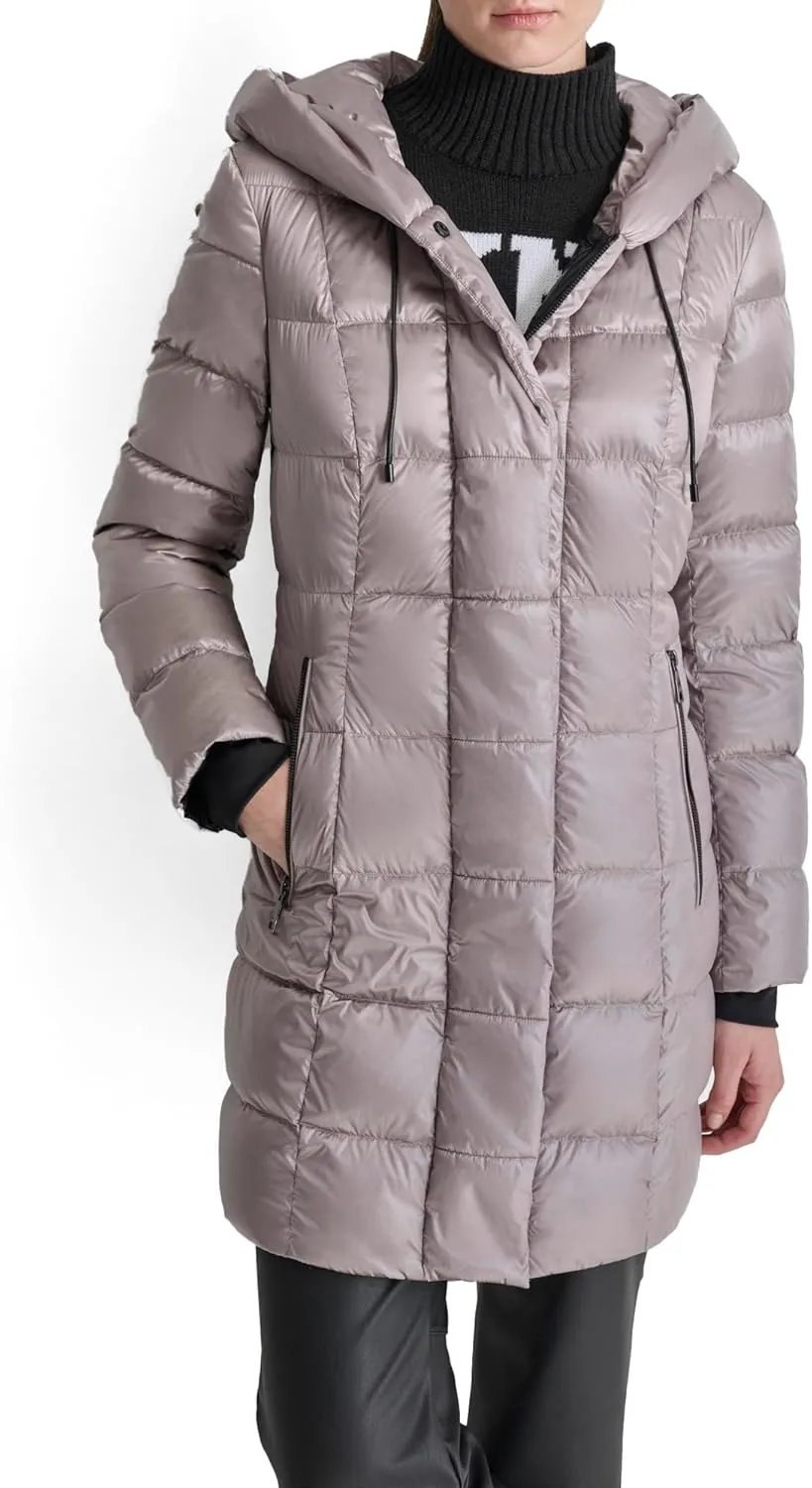 DKNY Women's Hooded Down-Filled Long