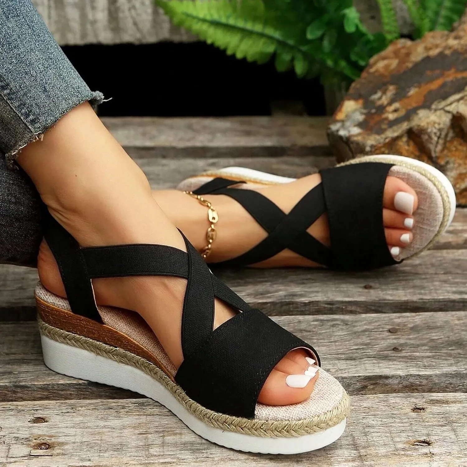 Dotmalls Shoes for Older Women,Dotmalls Wedge Sandals,Fish Mouth Casual Summer Shoes,Women's Comfy Orthotic Sandals